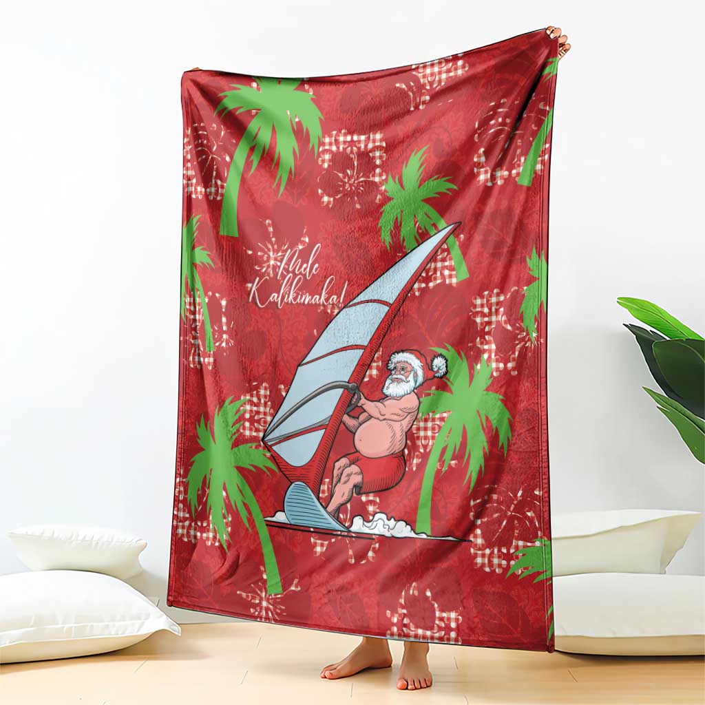 Aloha Hawaii Christmas Blanket Mele Kalikimaka Windsurfing Santa Palaka Quilt Motifs - Polynesian Pride