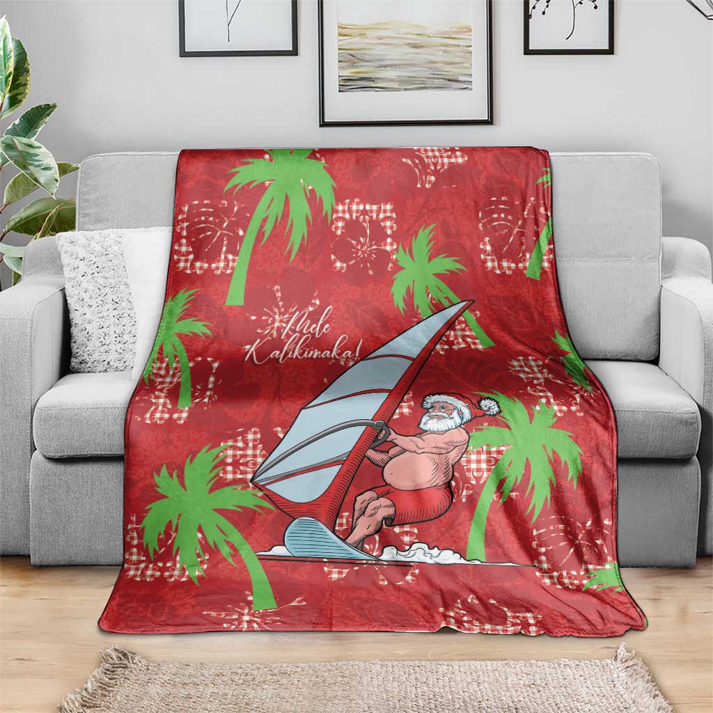 Aloha Hawaii Christmas Blanket Mele Kalikimaka Windsurfing Santa Palaka Quilt Motifs - Polynesian Pride