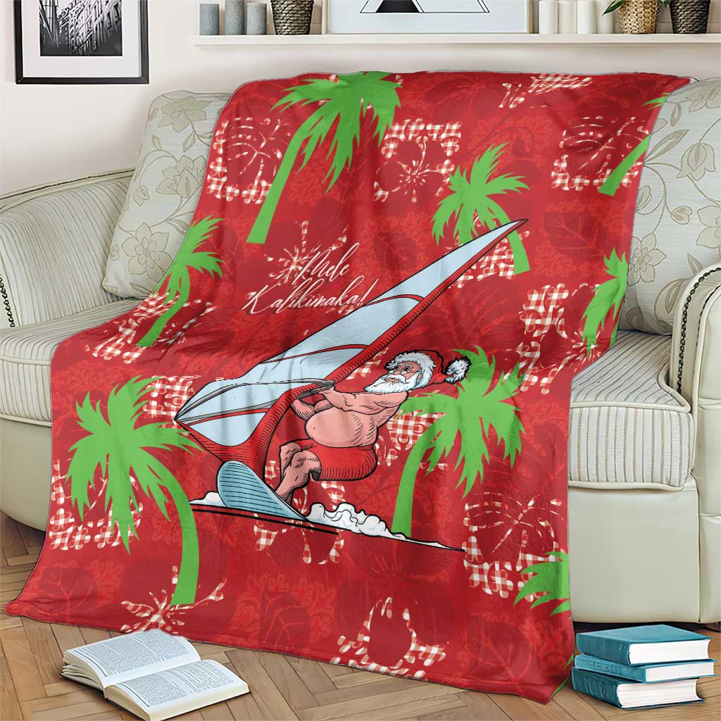 Aloha Hawaii Christmas Blanket Mele Kalikimaka Windsurfing Santa Palaka Quilt Motifs - Polynesian Pride
