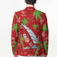 Aloha Hawaii Christmas Blazer Mele Kalikimaka Windsurfing Santa Palaka Quilt Motifs - Polynesian Pride
