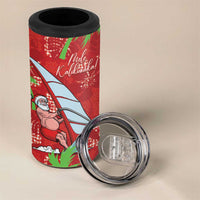 Aloha Hawaii Christmas 4 in 1 Can Cooler Tumbler Mele Kalikimaka Windsurfing Santa Palaka Quilt Motifs - Polynesian Pride