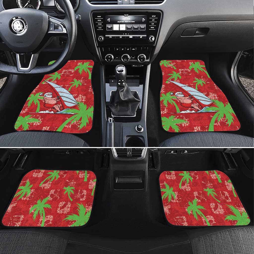Aloha Hawaii Christmas Car Mats Mele Kalikimaka Windsurfing Santa Palaka Quilt Motifs - Polynesian Pride