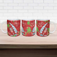 Aloha Hawaii Christmas Ceramic Mug Mele Kalikimaka Windsurfing Santa Palaka Quilt Motifs - Polynesian Pride