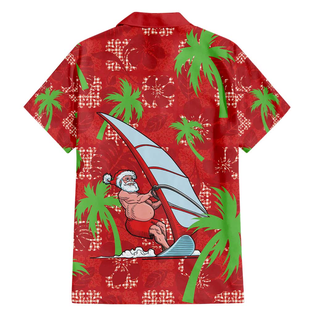 Aloha Hawaii Christmas Family Matching Long Sleeve Bodycon Dress and Hawaiian Shirt Mele Kalikimaka Windsurfing Santa Palaka Quilt Motifs - Polynesian Pride