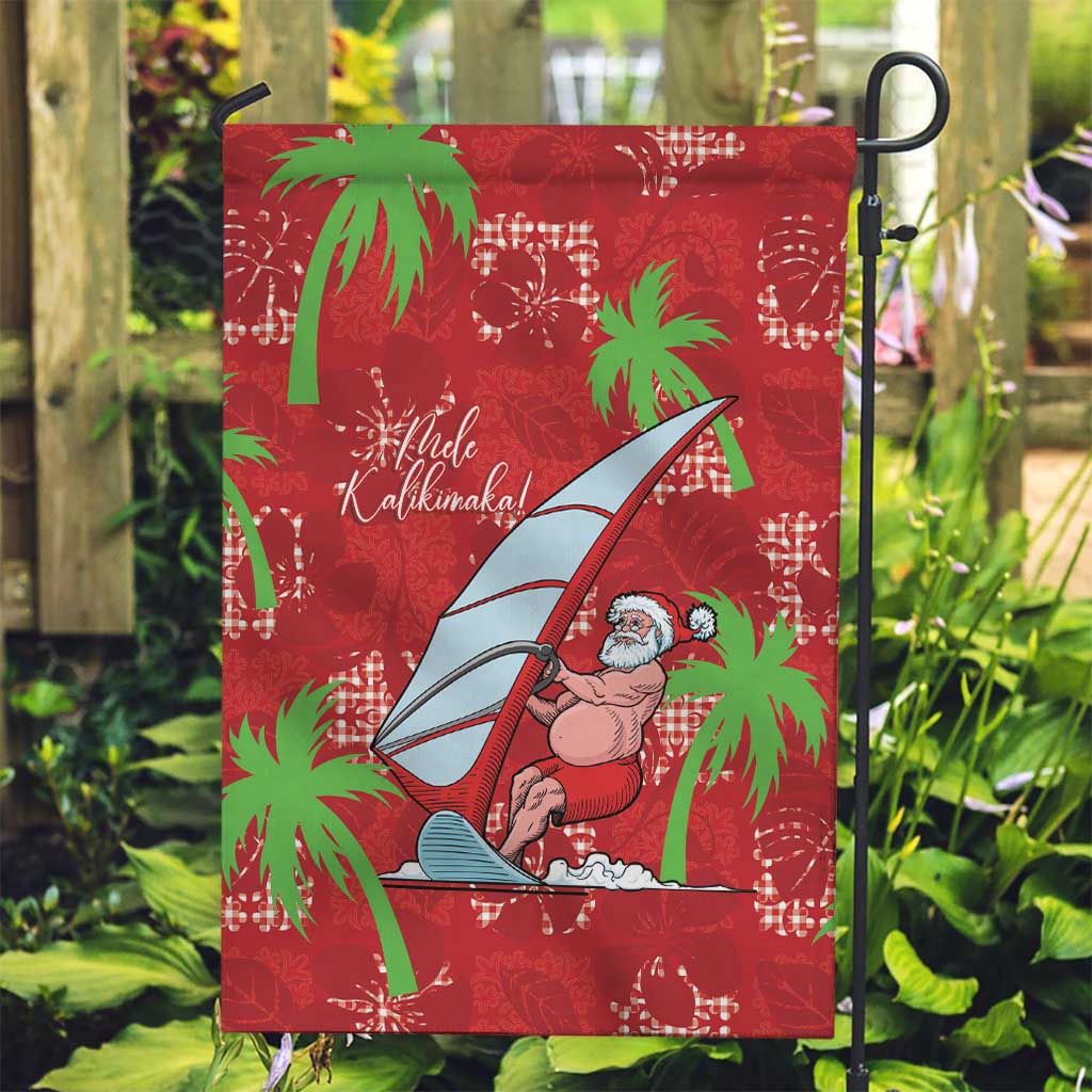 Aloha Hawaii Christmas Garden Flag Mele Kalikimaka Windsurfing Santa Palaka Quilt Motifs - Polynesian Pride