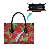 Aloha Hawaii Christmas Leather Bag Mele Kalikimaka Windsurfing Santa Palaka Quilt Motifs - Polynesian Pride