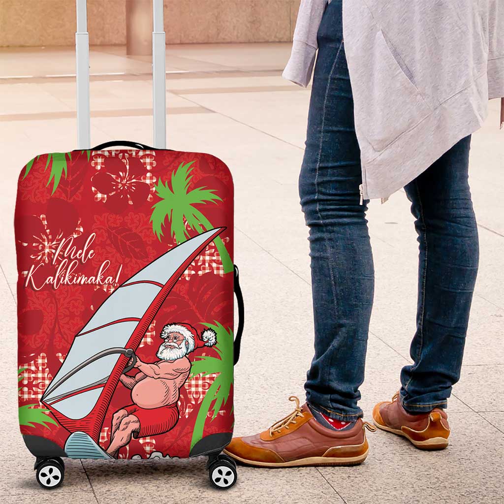 Aloha Hawaii Christmas Luggage Cover Mele Kalikimaka Windsurfing Santa Palaka Quilt Motifs - Polynesian Pride