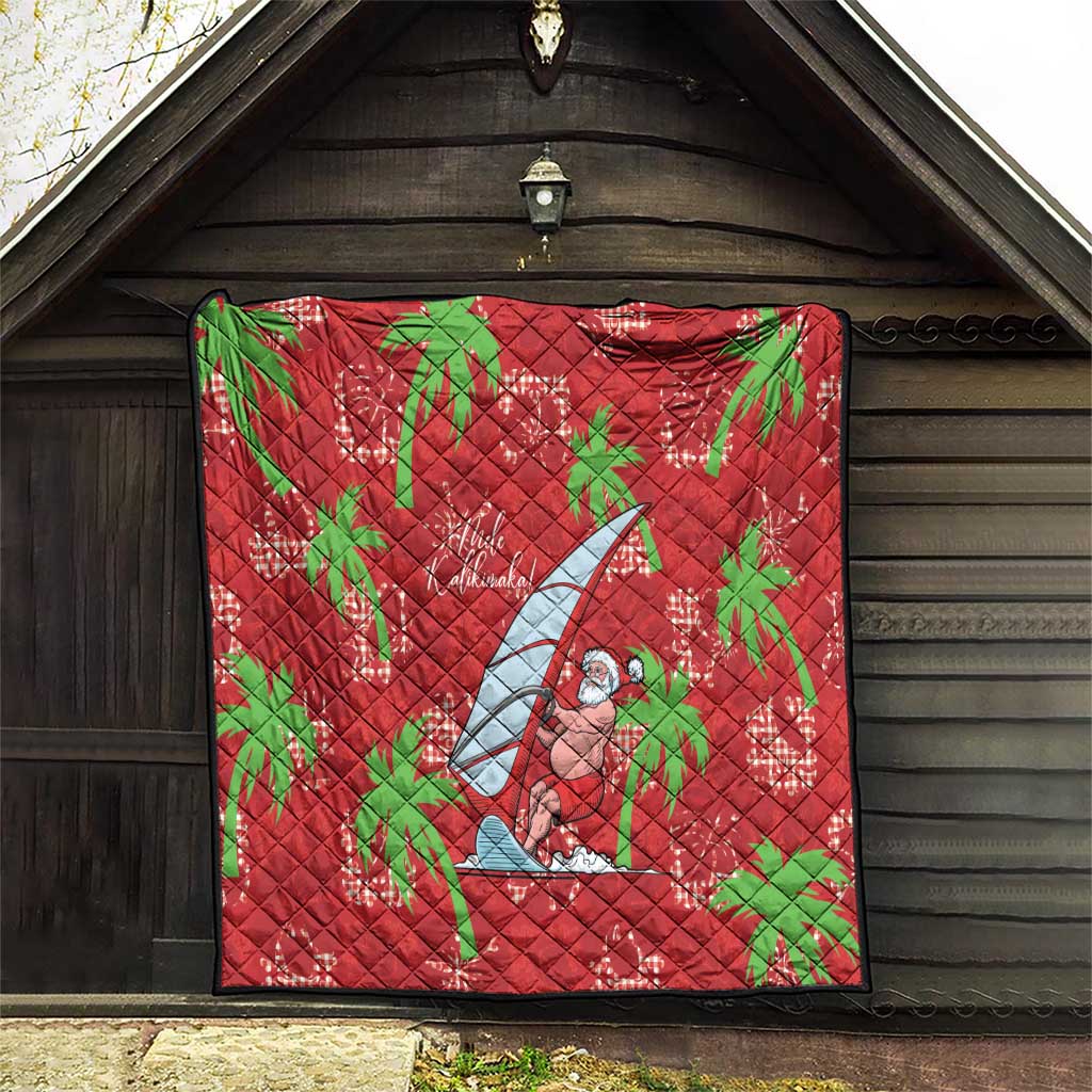 Aloha Hawaii Christmas Quilt Mele Kalikimaka Windsurfing Santa Palaka Quilt Motifs - Polynesian Pride