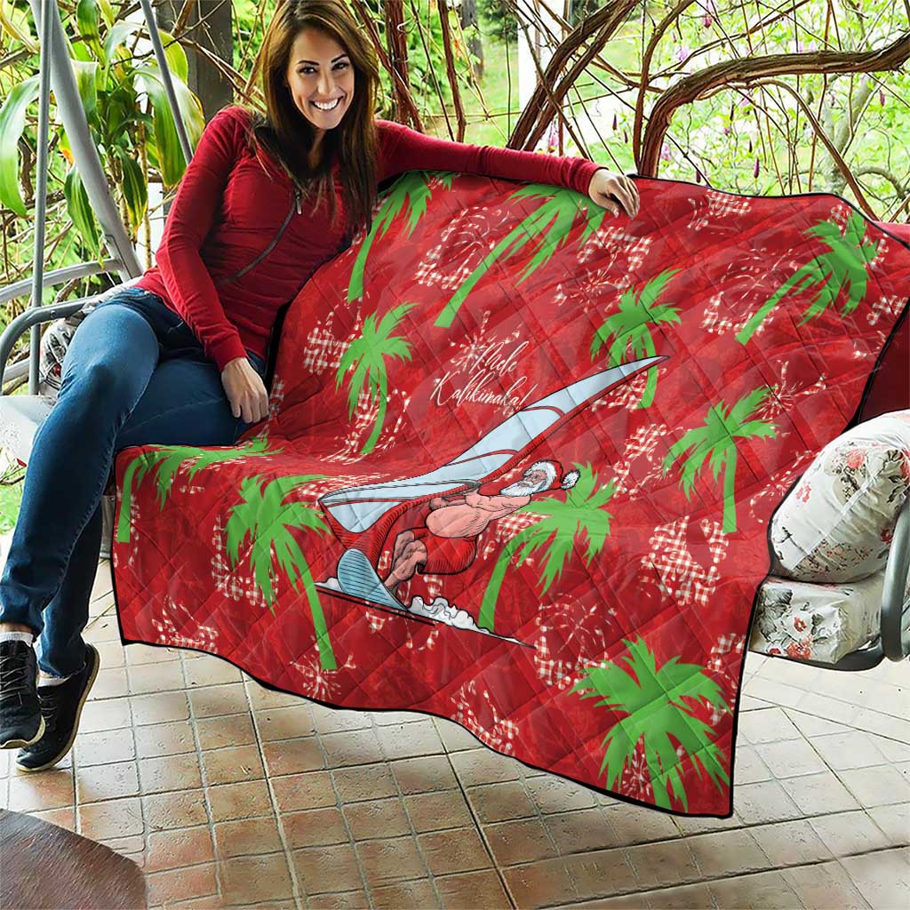 Aloha Hawaii Christmas Quilt Mele Kalikimaka Windsurfing Santa Palaka Quilt Motifs - Polynesian Pride