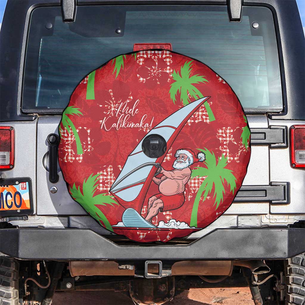 Aloha Hawaii Christmas Spare Tire Cover Mele Kalikimaka Windsurfing Santa Palaka Quilt Motifs - Polynesian Pride