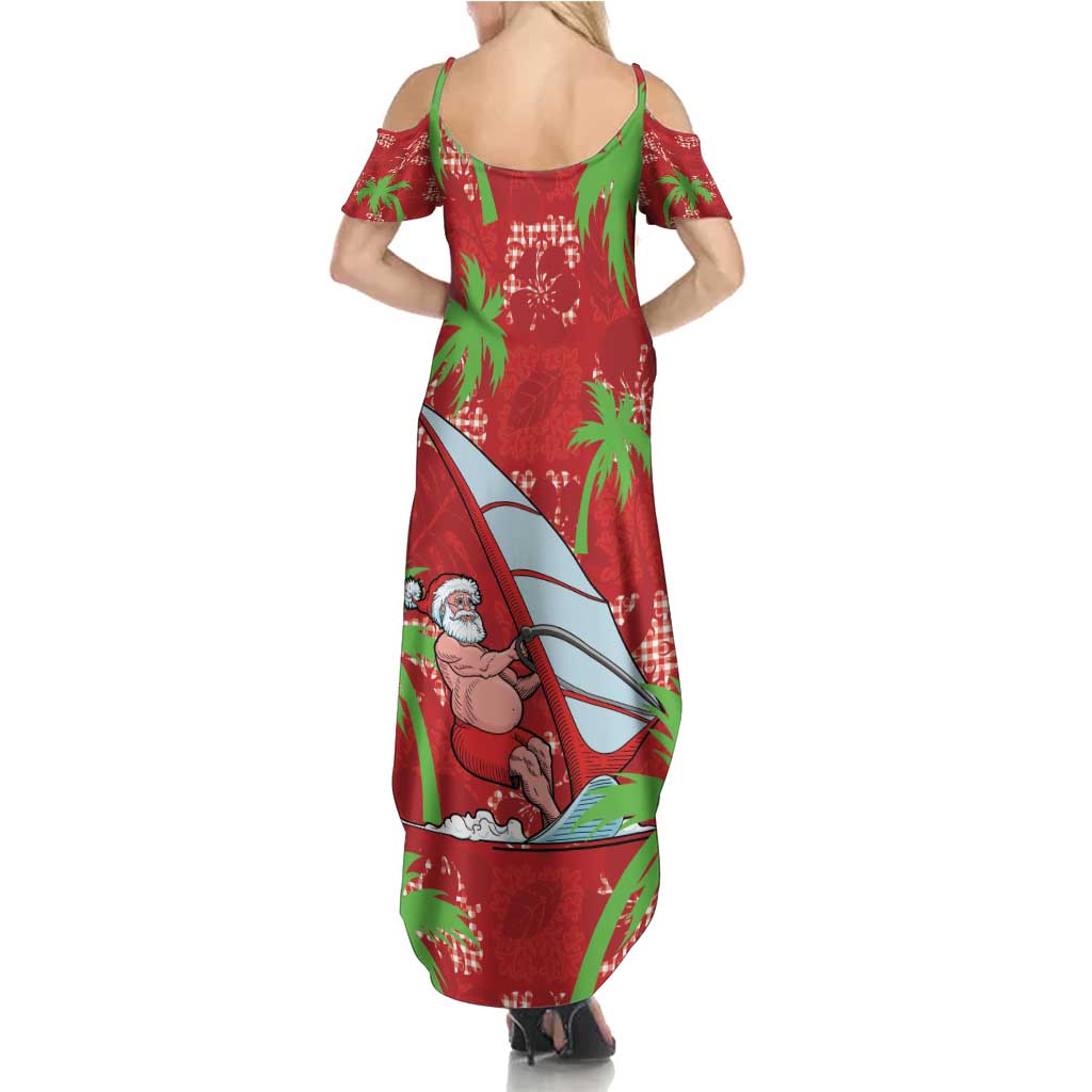 Aloha Hawaii Christmas Summer Maxi Dress Mele Kalikimaka Windsurfing Santa Palaka Quilt Motifs - Polynesian Pride