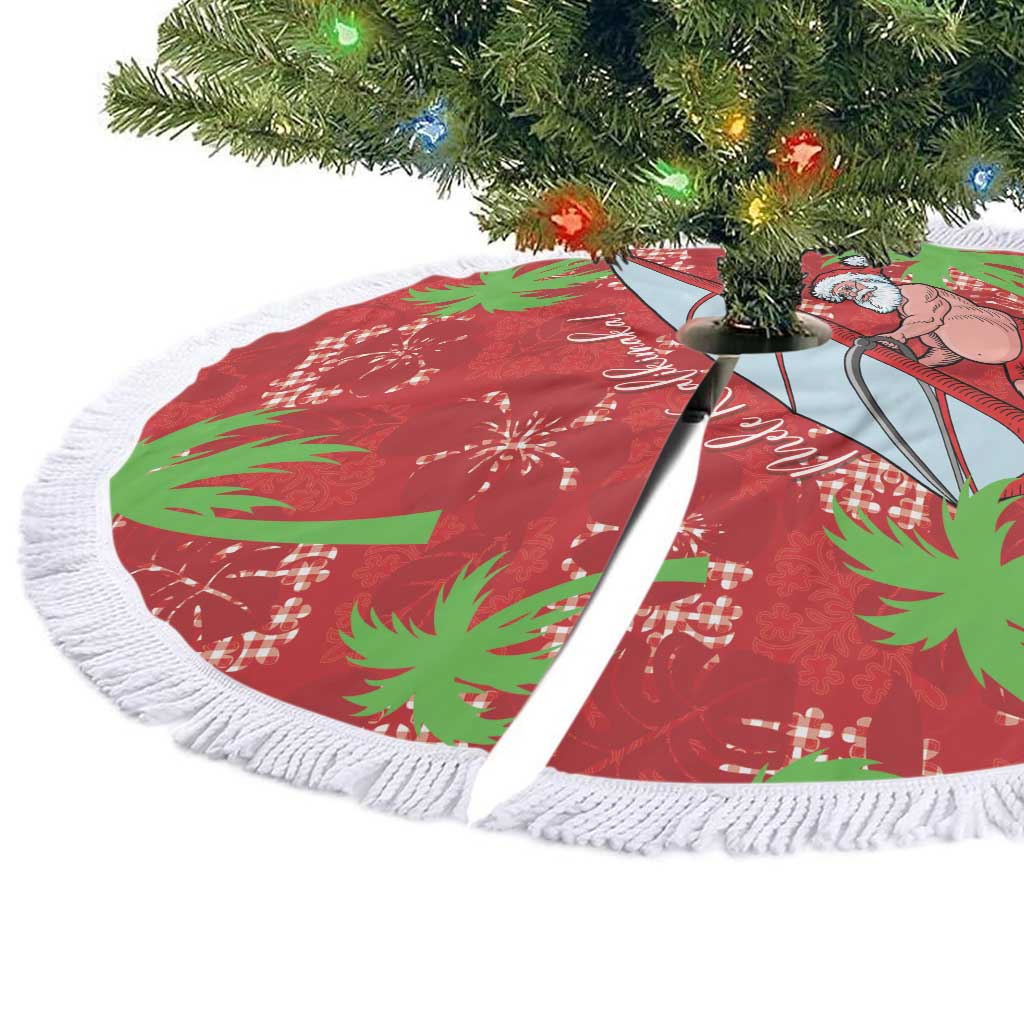 Aloha Hawaii Christmas Tree Skirt Mele Kalikimaka Windsurfing Santa Palaka Quilt Motifs - Polynesian Pride