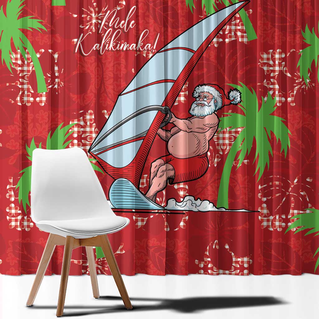 Aloha Hawaii Christmas Window Curtain Mele Kalikimaka Windsurfing Santa Palaka Quilt Motifs - Polynesian Pride