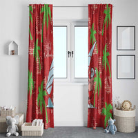Aloha Hawaii Christmas Window Curtain Mele Kalikimaka Windsurfing Santa Palaka Quilt Motifs - Polynesian Pride