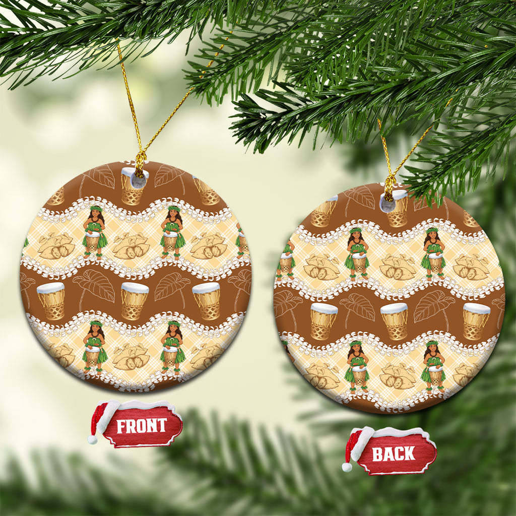 Hula Pahu Hawaii Makahiki Ceramic Ornament Hawaiian Puakenikeni Lei Kalo Uala Palaka Motifs