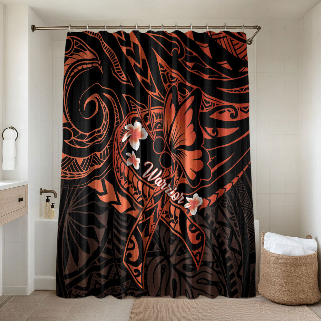 Polynesia Leukemia Awareness Month Bathroom Set Warrior Butterfly Polynesian Orange Ribbon LT14 Shower Curtain Only Orange - Polynesian Pride