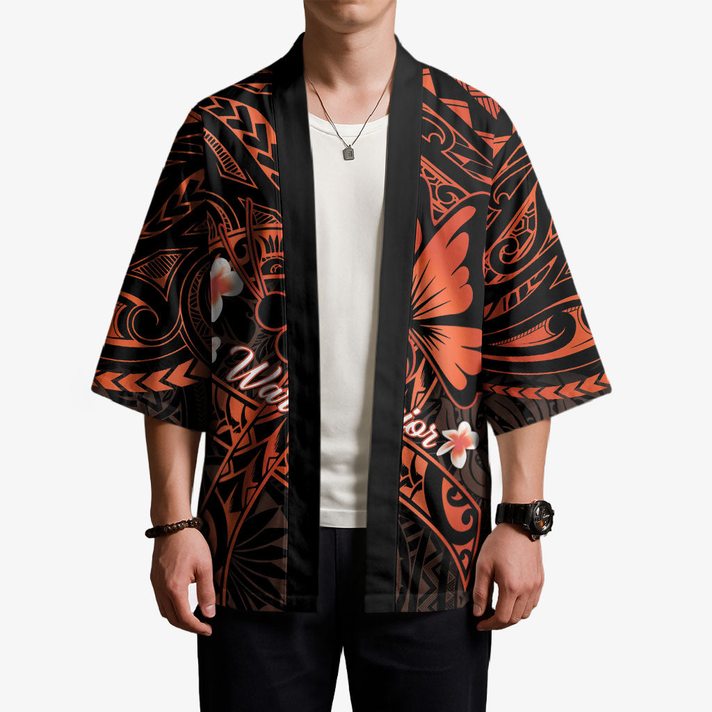 Polynesia Leukemia Awareness Month Kimono Warrior Butterfly Polynesian Orange Ribbon LT14 - Polynesian Pride