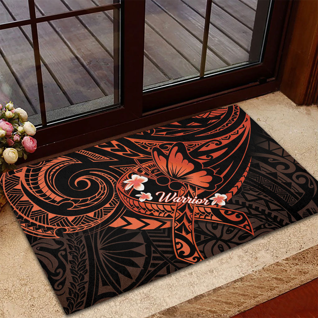 Polynesia Leukemia Awareness Month Rubber Doormat Warrior Butterfly Polynesian Orange Ribbon LT14 - Polynesian Pride