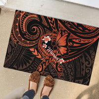 Polynesia Leukemia Awareness Month Rubber Doormat Warrior Butterfly Polynesian Orange Ribbon LT14 - Polynesian Pride