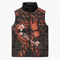 Polynesia Leukemia Awareness Month Sleeveless Puffer Jacket Warrior Butterfly Polynesian Orange Ribbon LT14 Unisex Orange - Polynesian Pride