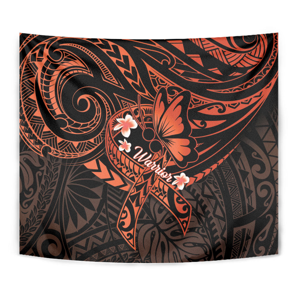 Polynesia Leukemia Awareness Month Tapestry Warrior Butterfly Polynesian Orange Ribbon LT14 - Polynesian Pride