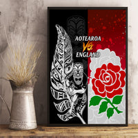 New Zealand And England Rugby Canvas Wall Art 2023 World Cup All Black Combine Red Roses LT14 - Polynesian Pride
