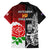 New Zealand And England Rugby Family Matching Long Sleeve Bodycon Dress and Hawaiian Shirt 2023 World Cup All Black Combine Red Roses LT14 - Polynesian Pride