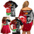 New Zealand And England Rugby Family Matching Off Shoulder Short Dress and Hawaiian Shirt 2023 World Cup All Black Combine Red Roses LT14 - Polynesian Pride