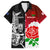 New Zealand And England Rugby Family Matching Short Sleeve Bodycon Dress and Hawaiian Shirt 2023 World Cup All Black Combine Red Roses LT14 Dad's Shirt - Short Sleeve Black - Polynesian Pride