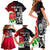 Custom New Zealand And England Rugby Family Matching Short Sleeve Bodycon Dress and Hawaiian Shirt 2023 World Cup All Black Combine Red Roses LT14 - Polynesian Pride