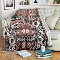 Bula Fiji Blanket Unique Masi Tapa Pattern LT14 Brown - Polynesian Pride