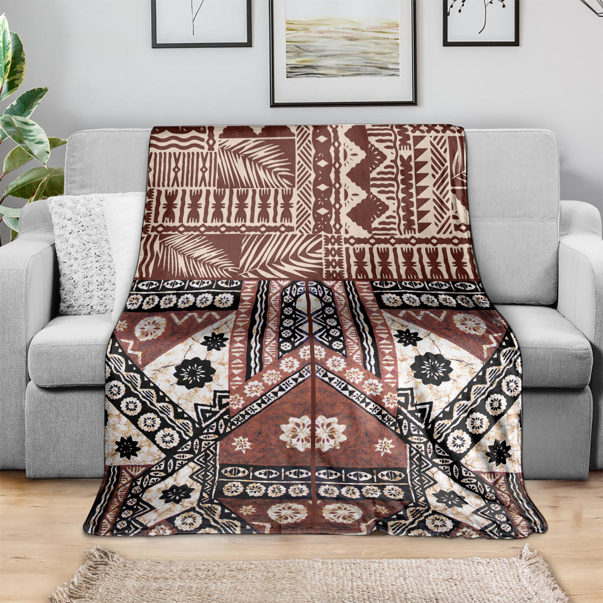 Bula Fiji Blanket Unique Masi Tapa Pattern LT14 - Polynesian Pride
