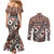 Bula Fiji Couples Matching Mermaid Dress and Long Sleeve Button Shirt Unique Masi Tapa Pattern LT14 - Polynesian Pride