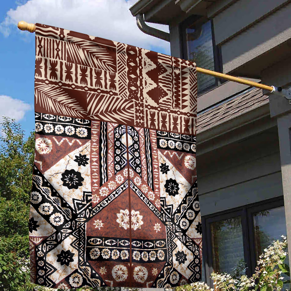 Bula Fiji Garden Flag Unique Masi Tapa Pattern LT14 - Polynesian Pride