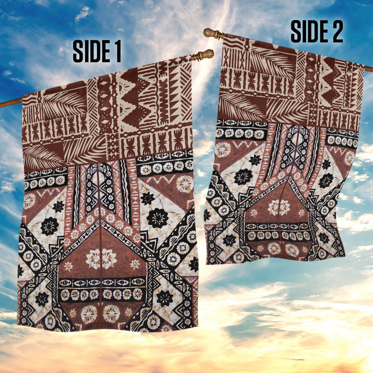 Bula Fiji Garden Flag Unique Masi Tapa Pattern LT14 - Polynesian Pride
