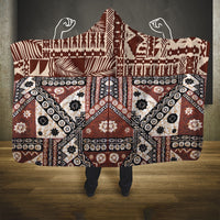 Bula Fiji Hooded Blanket Unique Masi Tapa Pattern LT14 One Size Brown - Polynesian Pride