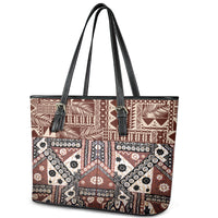 Bula Fiji Leather Tote Bag Unique Masi Tapa Pattern LT14 - Polynesian Pride