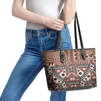 Bula Fiji Leather Tote Bag Unique Masi Tapa Pattern LT14 - Polynesian Pride