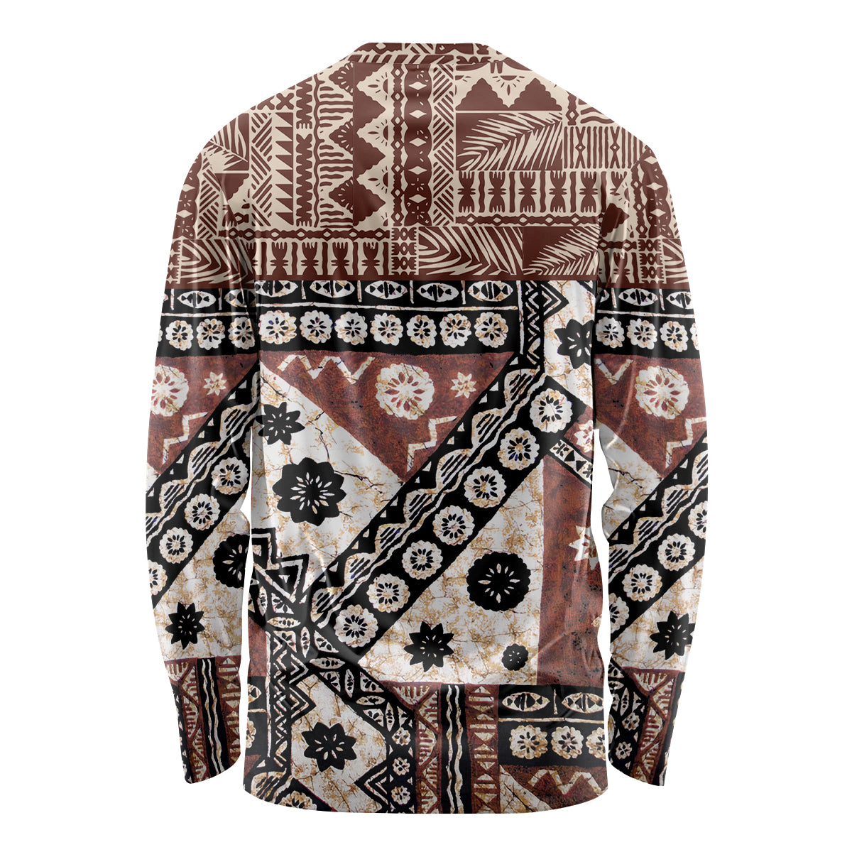 Bula Fiji Long Sleeve Shirt Unique Masi Tapa Pattern LT14 - Polynesian Pride