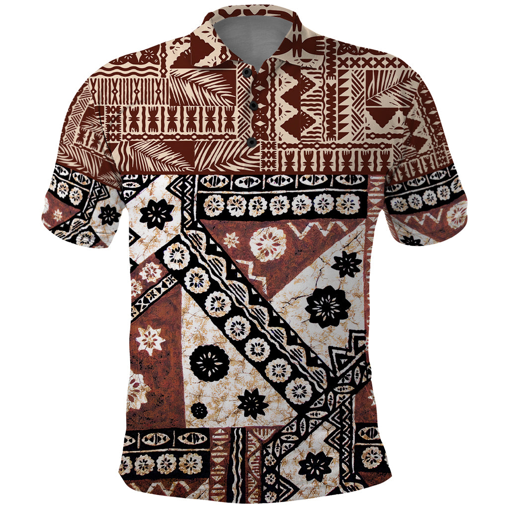 Bula Fiji Polo Shirt Unique Masi Tapa Pattern LT14 Brown - Polynesian Pride