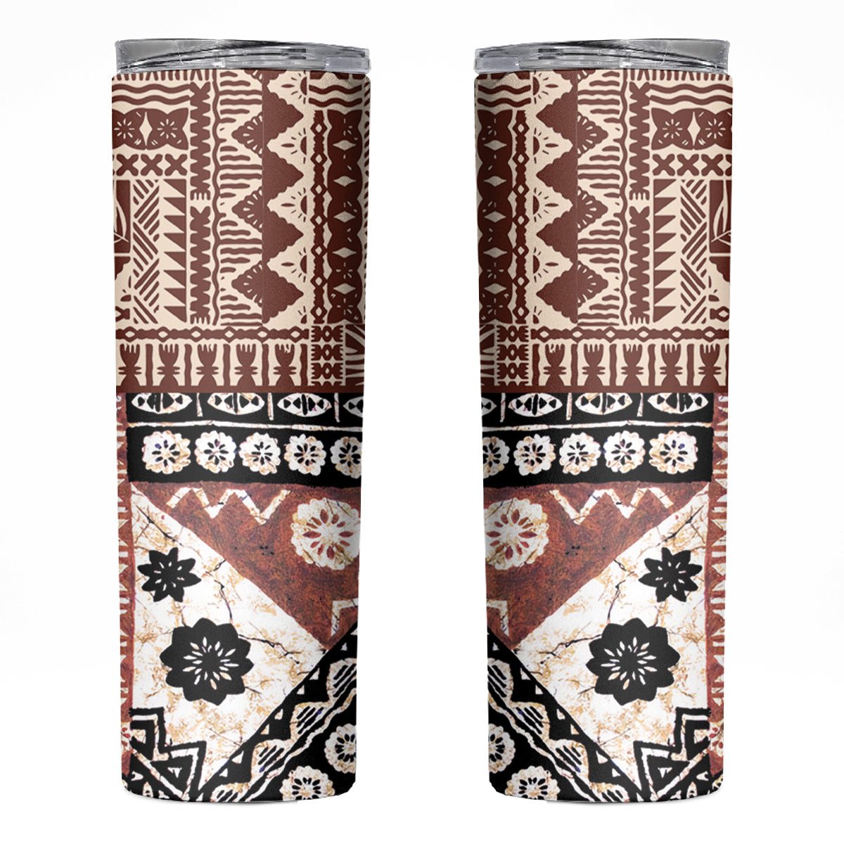 Bula Fiji Skinny Tumbler Unique Masi Tapa Pattern