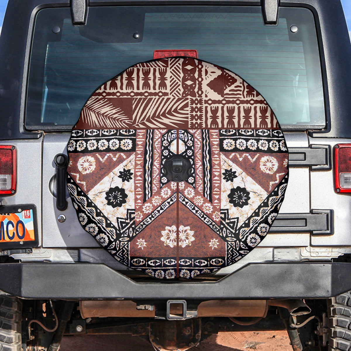 Bula Fiji Spare Tire Cover Unique Masi Tapa Pattern LT14 Brown - Polynesian Pride