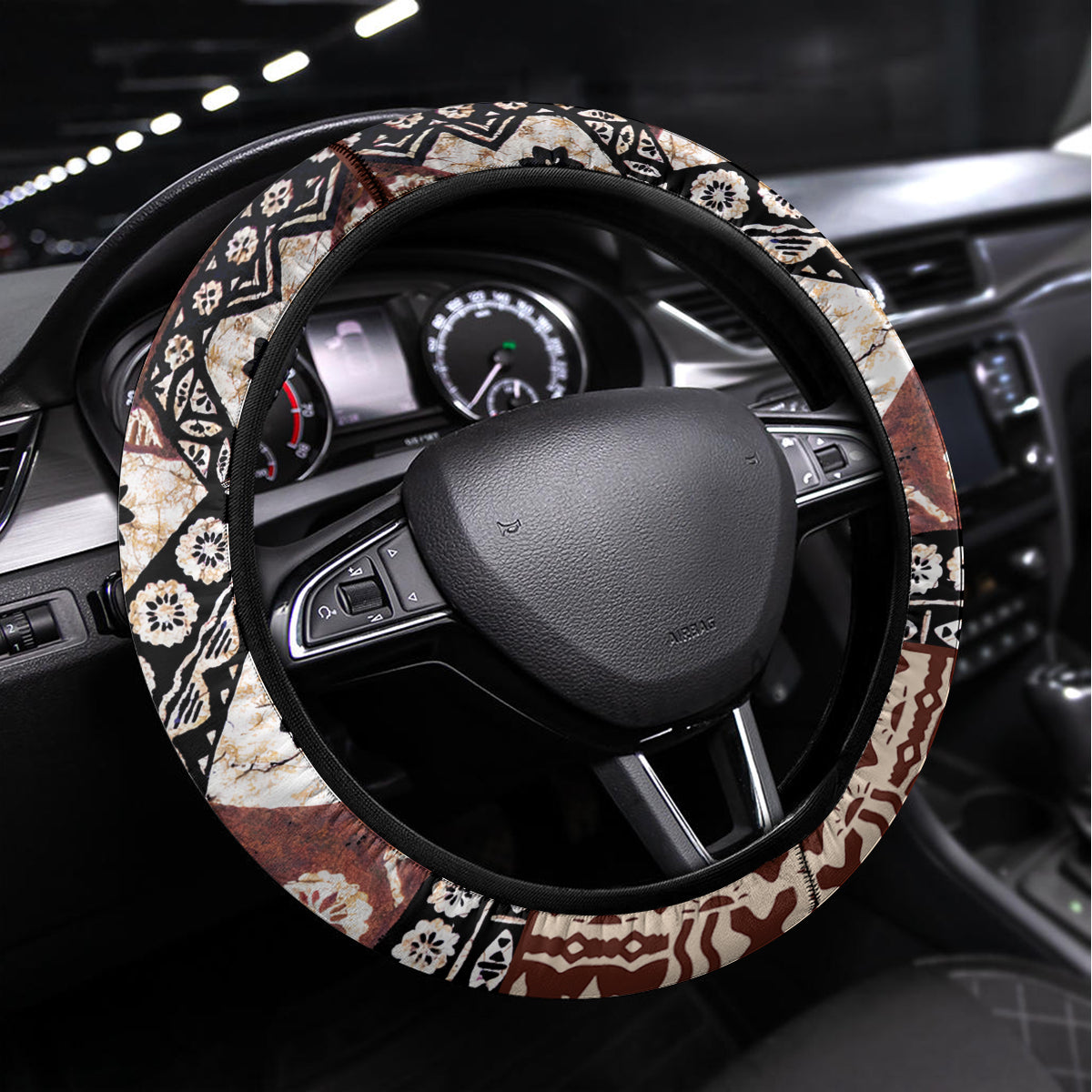 Bula Fiji Steering Wheel Cover Unique Masi Tapa Pattern