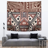 Bula Fiji Tapestry Unique Masi Tapa Pattern LT14 Brown - Polynesian Pride