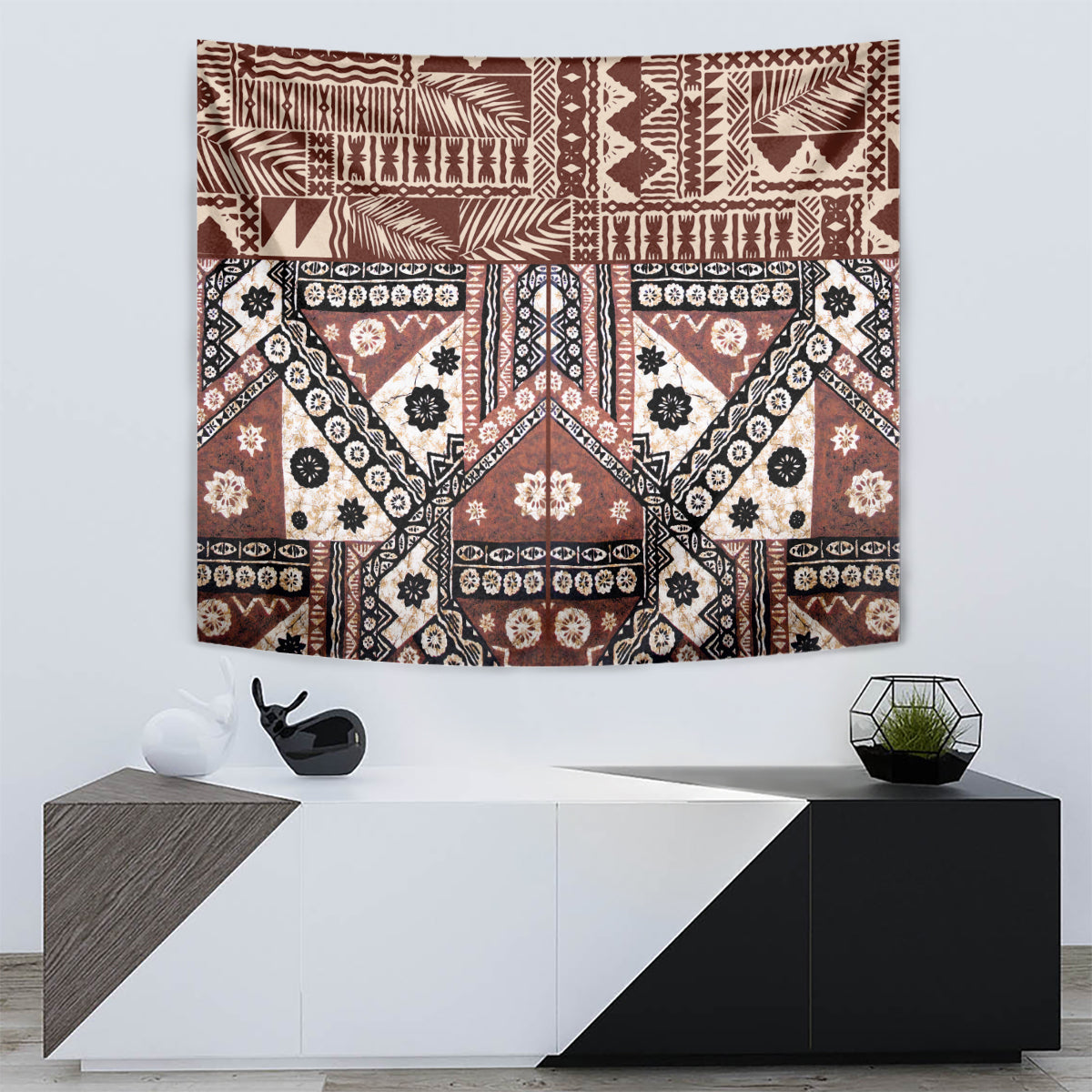 Bula Fiji Tapestry Unique Masi Tapa Pattern LT14 - Polynesian Pride