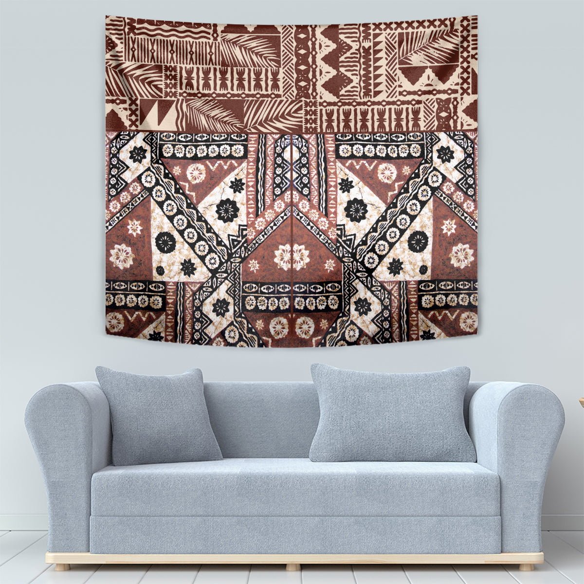 Bula Fiji Tapestry Unique Masi Tapa Pattern LT14 - Polynesian Pride
