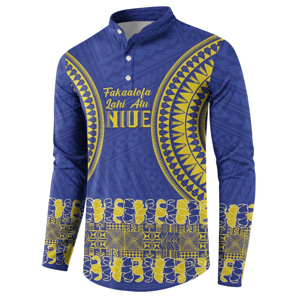 Fakaalofa Lahi Atu Niue Button Sweatshirt Siapo Pattern With Puakenikeni LT14 - Polynesian Pride