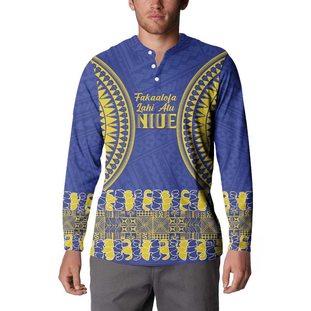 Fakaalofa Lahi Atu Niue Button Sweatshirt Siapo Pattern With Puakenikeni LT14 - Polynesian Pride