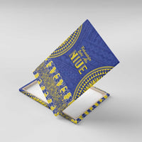 Fakaalofa Lahi Atu Niue Canvas Wall Art Siapo Pattern With Puakenikeni LT14 With Frame Blue - Polynesian Pride