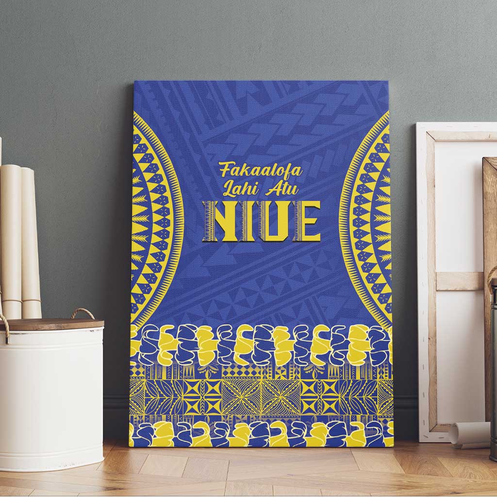 Fakaalofa Lahi Atu Niue Canvas Wall Art Siapo Pattern With Puakenikeni LT14 - Polynesian Pride